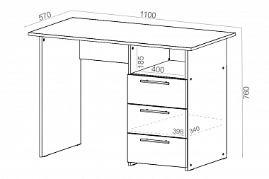 Стол письменный 1100 с ящиком (Белый)