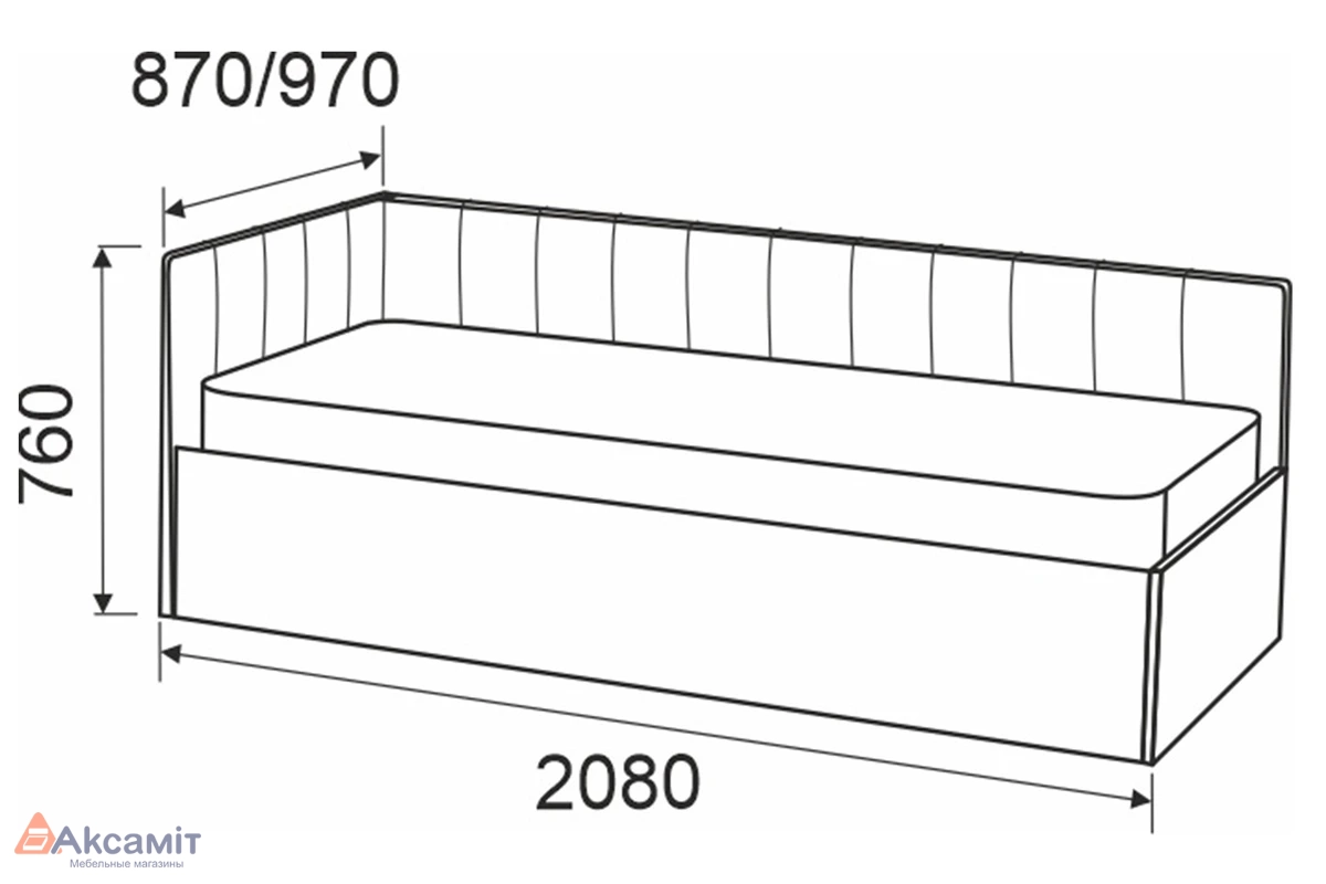 Кровать Мика с ПМ 90х200 универсальная (Newtone ANTRACITE)