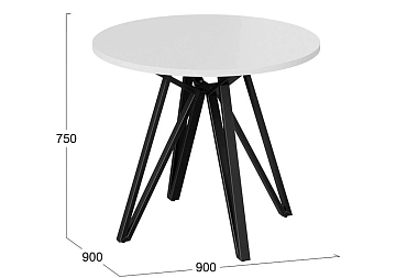 Стол обеденный Ройс Тип 2 (Черный муар/Белый)