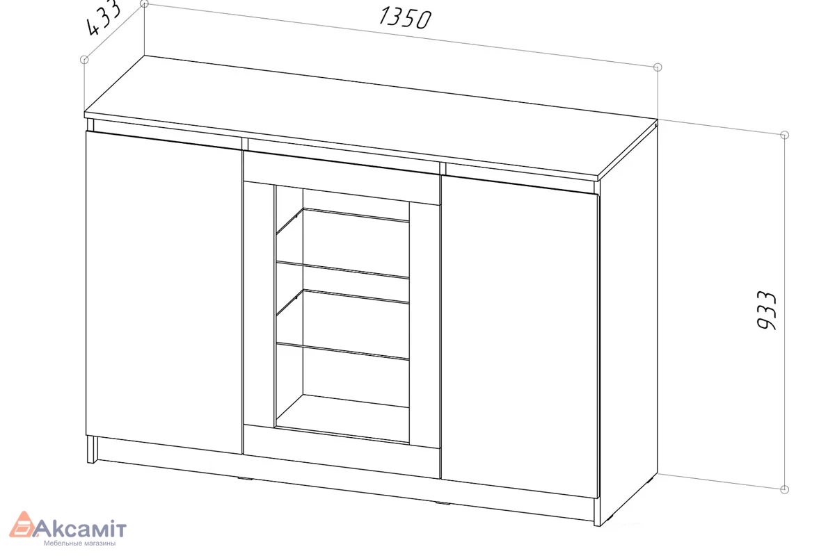 Комод-витрина Stern Т-14 (Дуб Сонома) 72678288