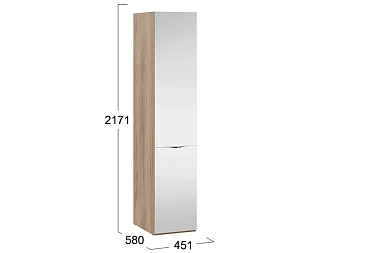 Шкаф для белья Глосс СМ-319.07.112 с зеркальной дверью (Яблоня Беллуно)