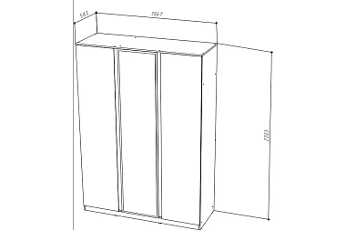 Шкаф Stern 3-х дверный с зеркалом (Дуб Вотан) 72676506