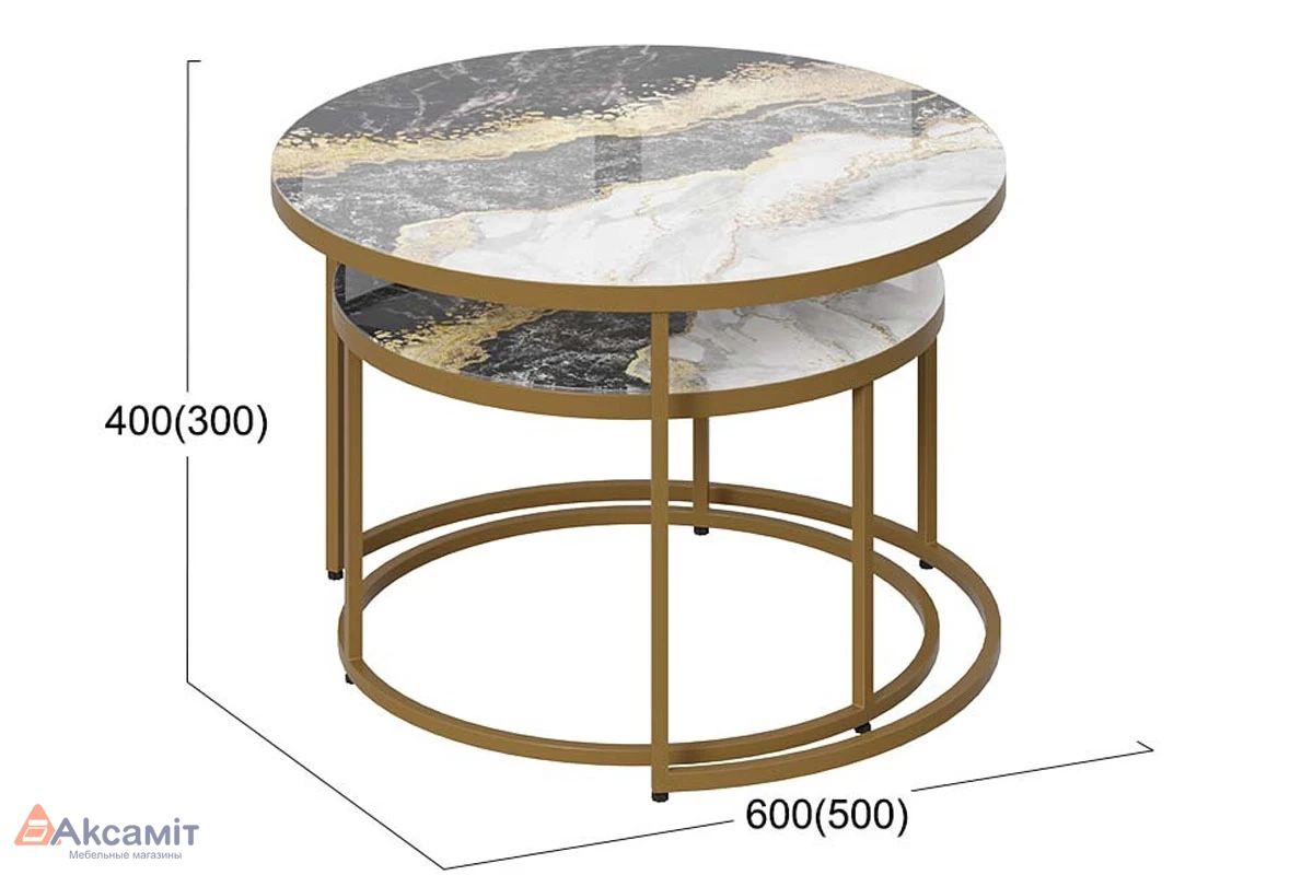 Стол журнальный Вега (Золото/Стекло Золотой мрамор)