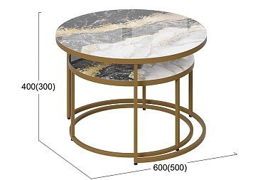 Стол журнальный Вега (Золото/Стекло Золотой мрамор)