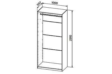 Корпус шкафа для гардеробной Квадро №3 (100х55.7)  (Белый)