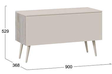 Тумба для теле- и радиоаппаратуры Порто СМ-393.03.012 с опорами (Баттл Рок/Сантьяго софт/Бежевый)