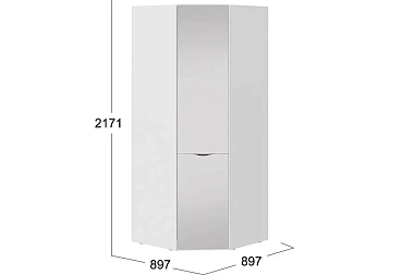 Шкаф угловой со зеркальной дверью Глосс СМ-319.07.312 (Белый глянец)