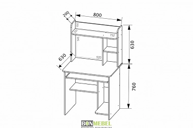 Стол компьютерный 800 тип 2 (Венге)