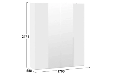 Шкаф для одежды (580) с 4 дверями Порто СМ-393.07.108 (Белый Жемчуг/Белый софт)