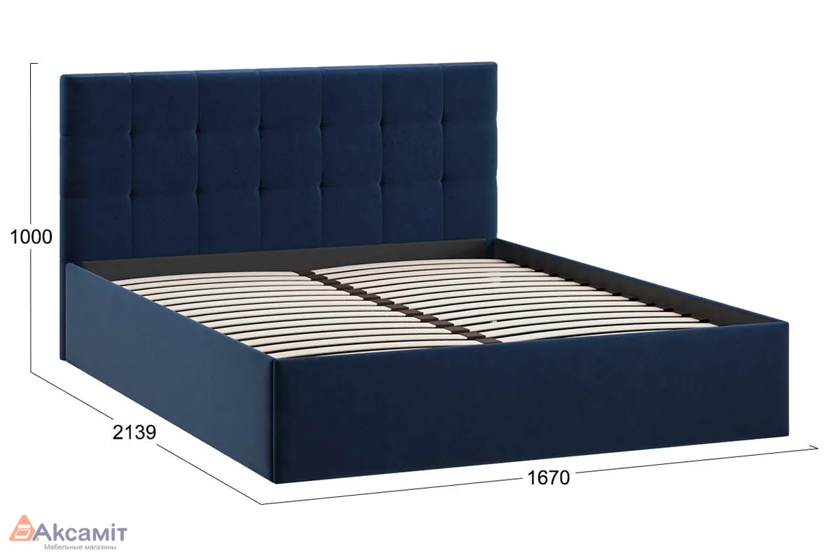 Кровать Джоли с ПМ без заглушины 160х200 Тип 1 (Микровелюр/Wellmart Blue)