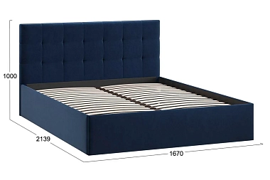 Кровать Джоли с ПМ без заглушины 160х200 Тип 1 (Микровелюр/Wellmart Blue)