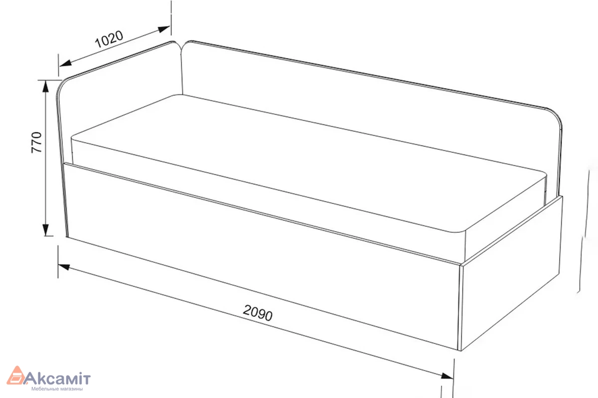 Кровать угловая Джеки с ПМ (122) 90х200 (Серый/Newtone antracit)