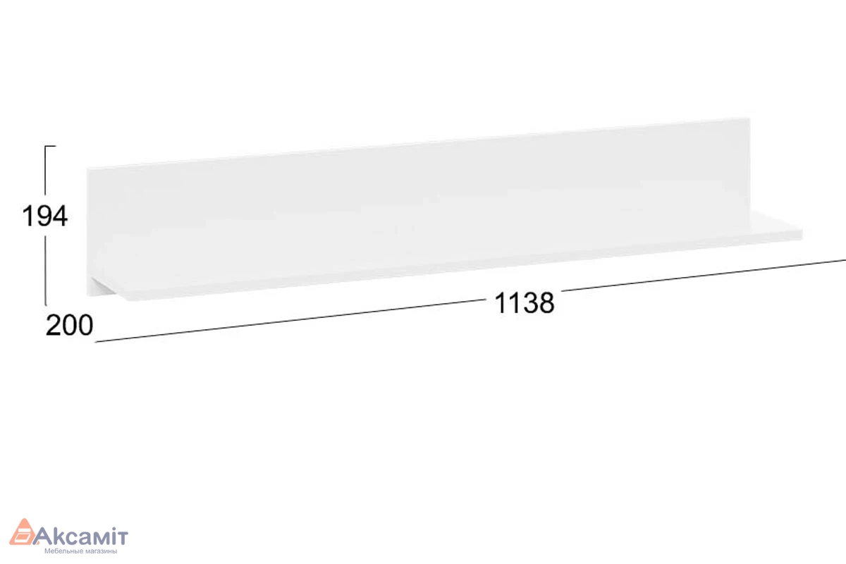 Полка настенная Агата Исп.2 (Белый ясень)