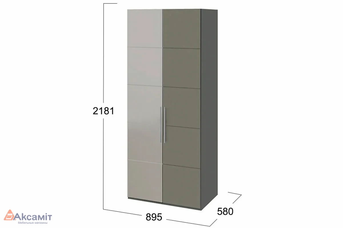 Шкаф для одежды с 2 дверями Наоми СМ-208.07.04 (Зеркало+Глухая) L (Фон серый/Джут) 
