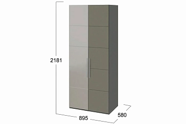 Шкаф для одежды с 2 дверями Наоми СМ-208.07.04 (Зеркало+Глухая) L (Фон серый/Джут) 