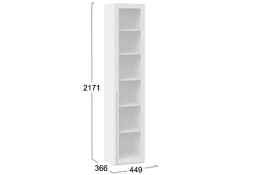 Шкаф для белья (366) с 1 дверью со стеклом Порто СМ-393.07.213 (Белый Жемчуг/Стекло сатин белое)