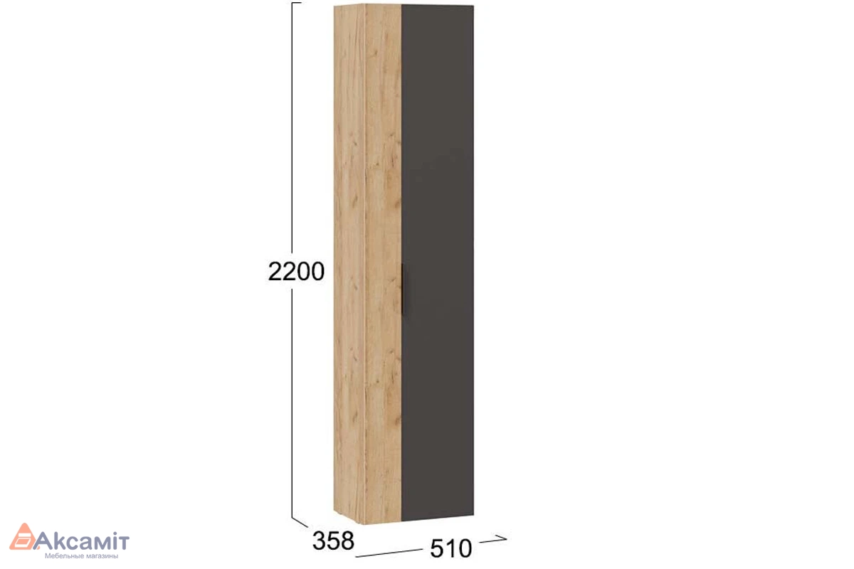 Шкаф комбинированный Асти НМ для прихожей (Дуб крафт золотой/Антрацит)