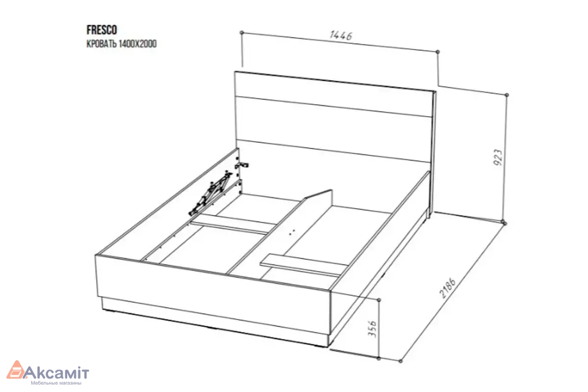 Кровать Fresco 140х200 без орт. основания (Белый/Дуб Вотан) 72518543