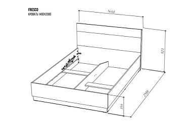 Кровать Fresco 140х200 без орт. основания (Белый/Дуб Вотан) 72518543