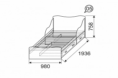 Квест 5 Кровать на 900 с ящиками (комплектация 1) фото
