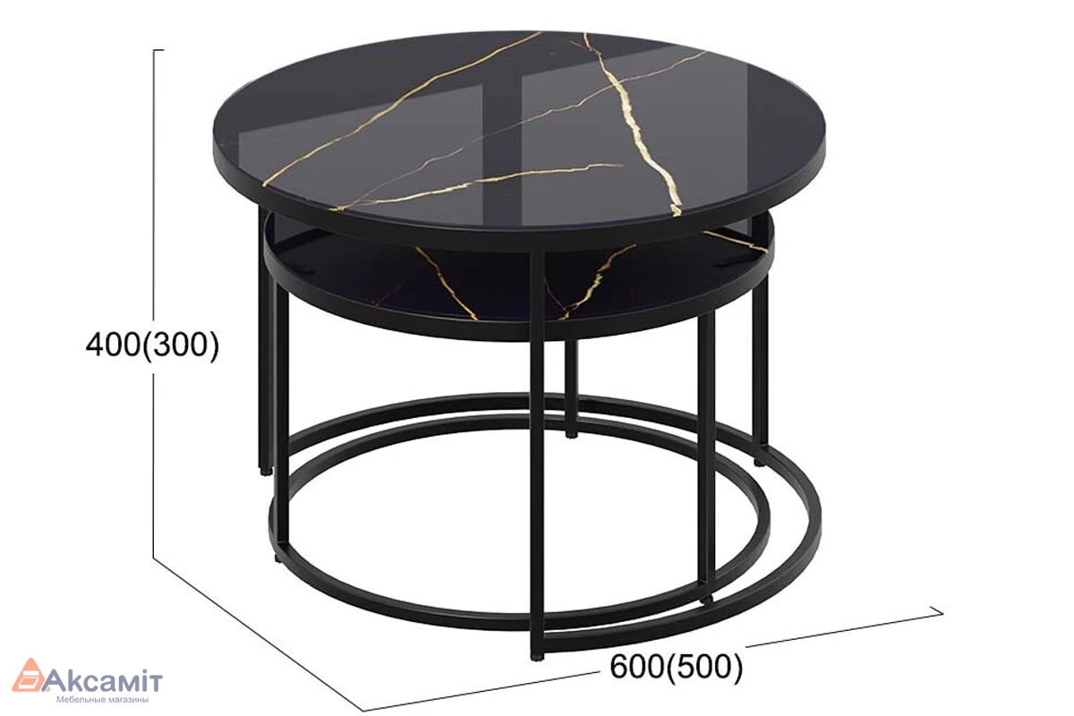 Стол журнальный Вега (Черный/Стекло Черный золото)