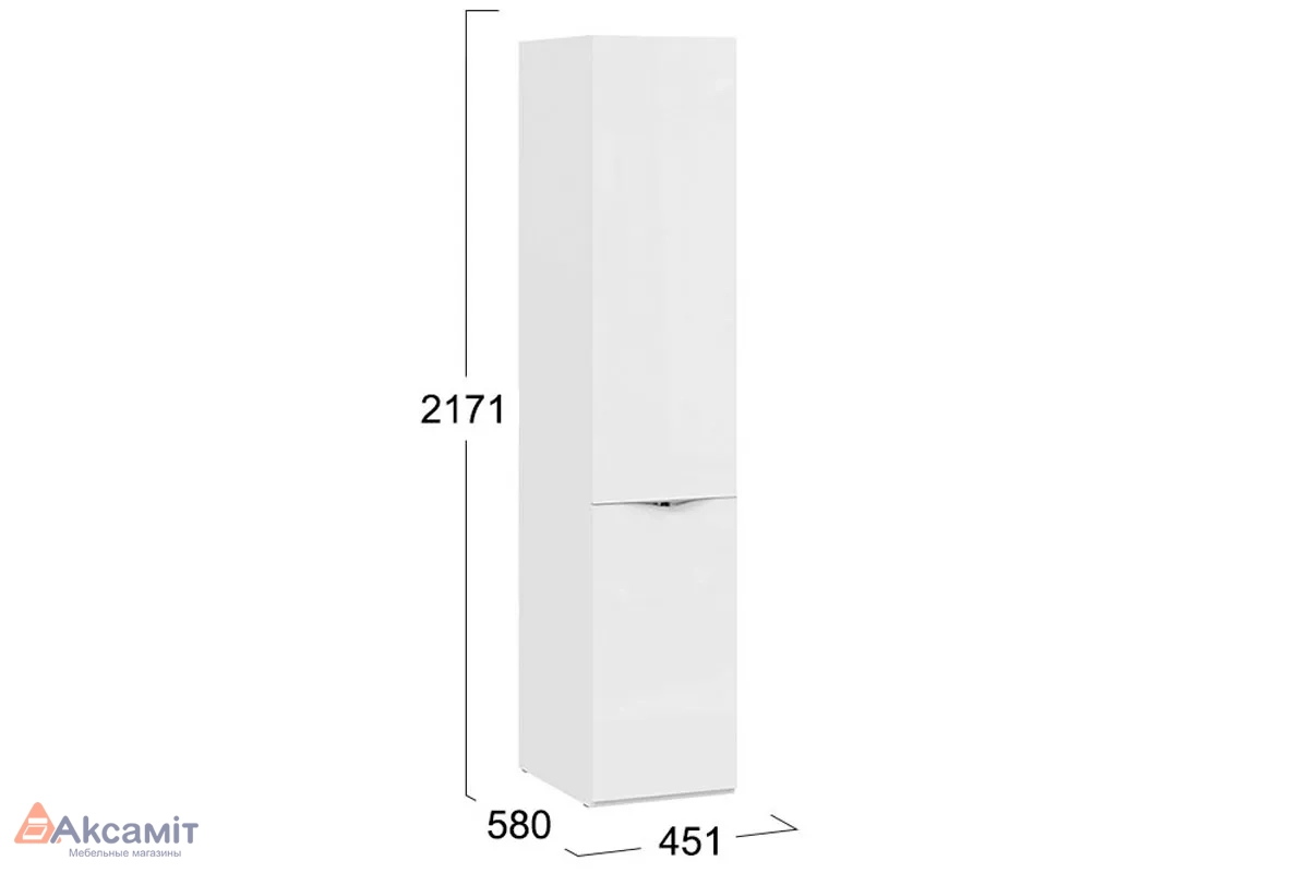 Шкаф для белья Глосс СМ-319.07.111 со стеклянной дверью (Белый глянец/Стекло)