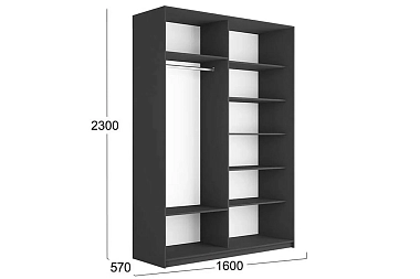 Шкаф-купе 2-х дверный Траст СШК 2.160.80-11.11 (1600x570x2300) (Серый диамант)