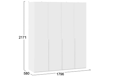 Шкаф для одежды (580) с 4 глухими дверями Порто СМ-393.07.110 (Белый Жемчуг/Белый софт)