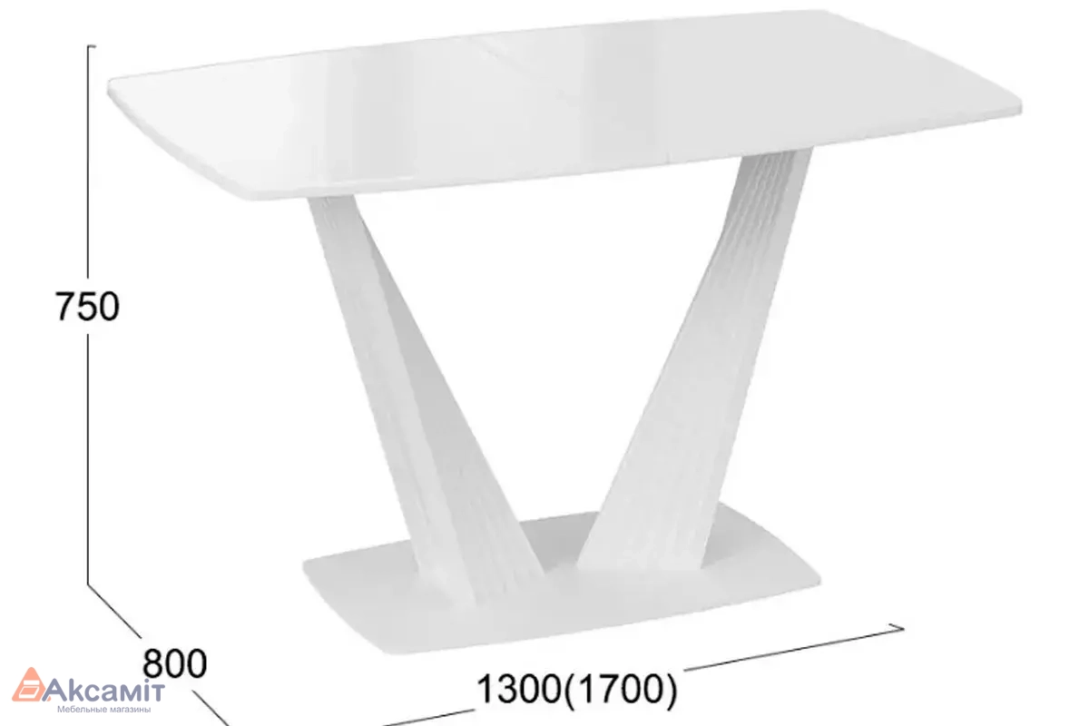 Стол раздвижной Тип 1 Фабио (Белый матовый/Стекло глянцевое белое)
