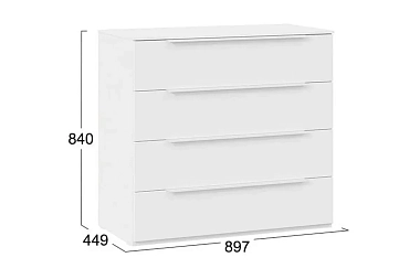 Комод Порто ТД-393.04.01 (Белый жемчуг/Белый софт)