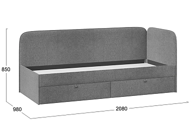 Кровать Молли с мягкой обивкой Тип 1 90х200 (Микровелюр/Scandi Graphite 22)