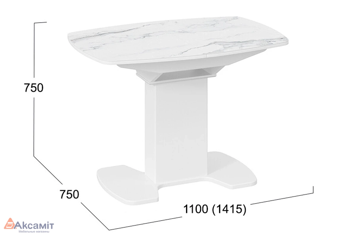 Стол обеденный Портофино СМ(ТД)-105.01.11(1) (Белый глянец/Стекло глянцевое белый мрамор)