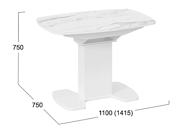 Стол обеденный Портофино СМ(ТД)-105.01.11(1) (Белый глянец/Стекло глянцевое белый мрамор)