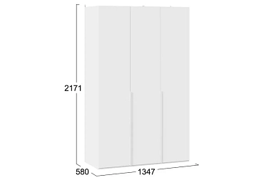 Шкаф для одежды Порто СМ-393.07.113 (580) с 3 глухими дверями (Белый Жемчуг/Белый софт)