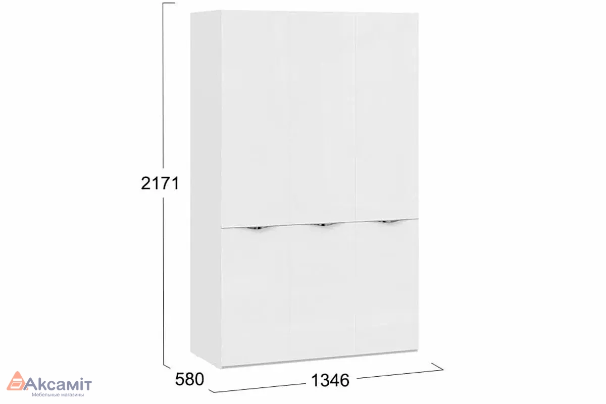 Шкаф комбинированный Глосс СМ-319.07.431 с 3 дверями со стеклом (Белый глянец/Стекло)