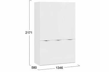 Шкаф комбинированный Глосс СМ-319.07.431 с 3 дверями со стеклом (Белый глянец/Стекло)