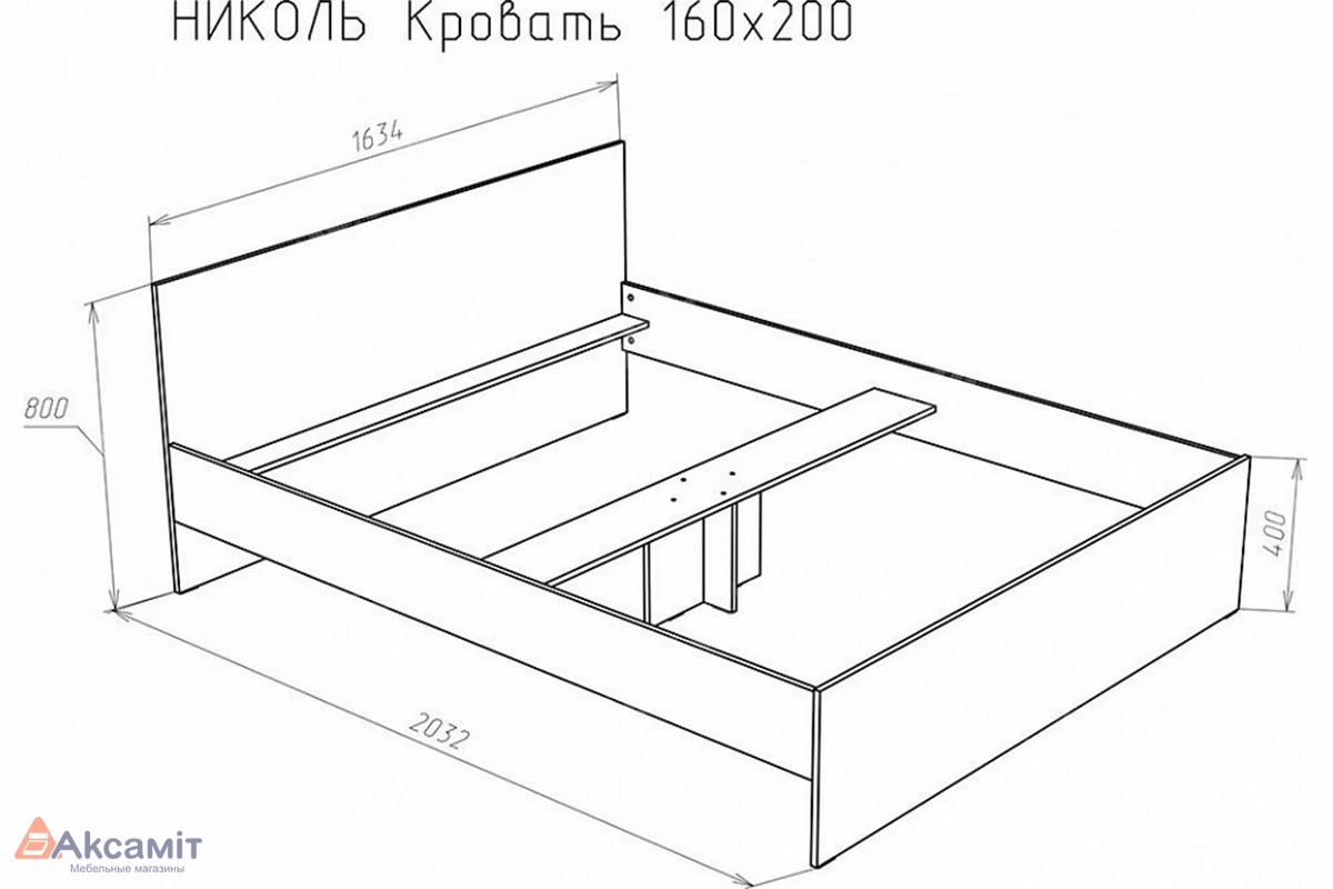 Кровать Николь 160х200 без орт. основания Венге (72240067)