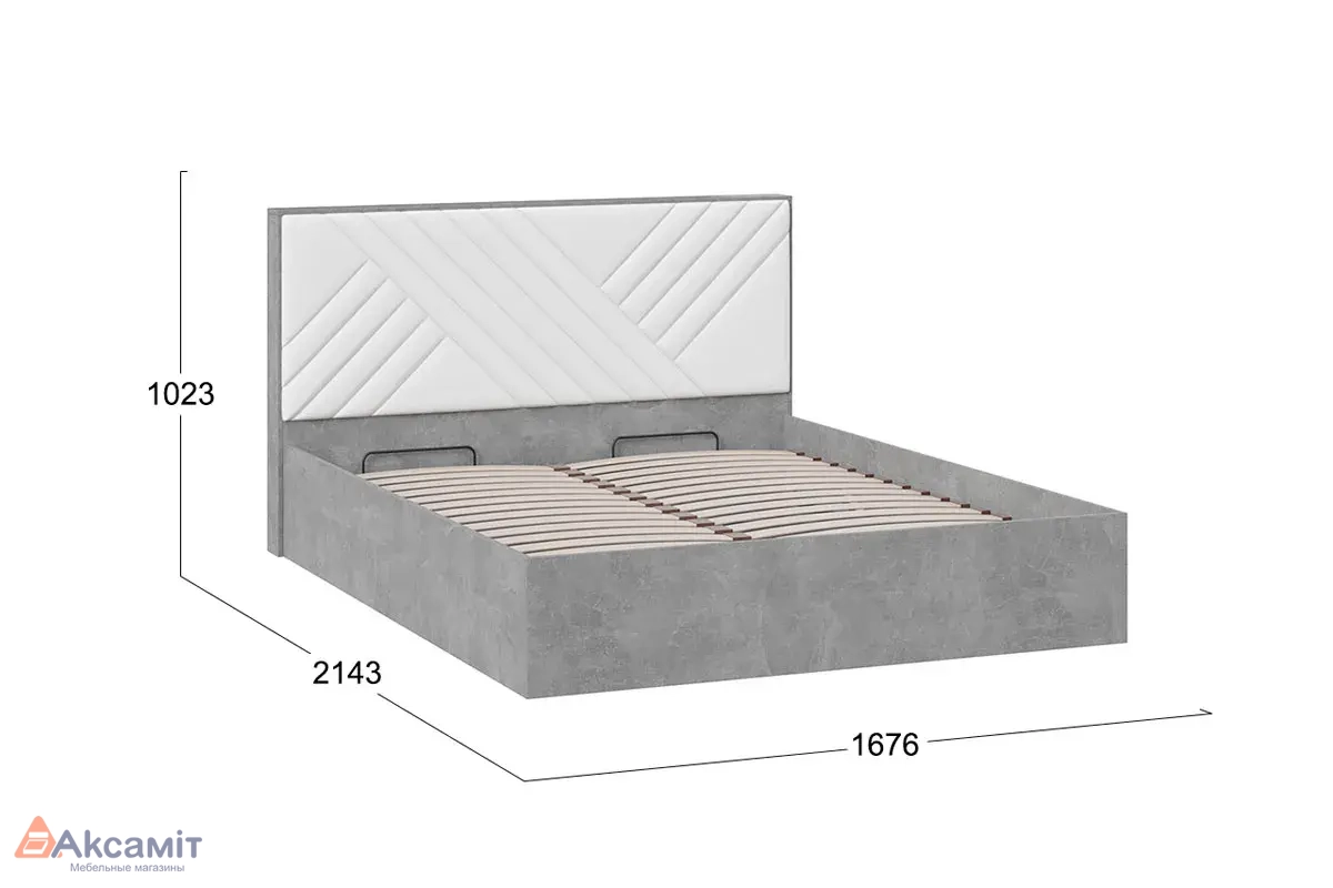 Кровать Хилтон универсальная с ПМ Тип 1 160х200 (Ателье светлый/Белый)