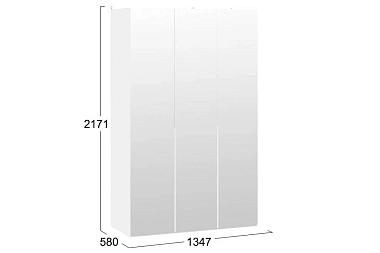 Шкаф для одежды Порто СМ-393.07.111 (580) с 3 зеркальными дверями (Белый жемчуг/Белый жемчуг)