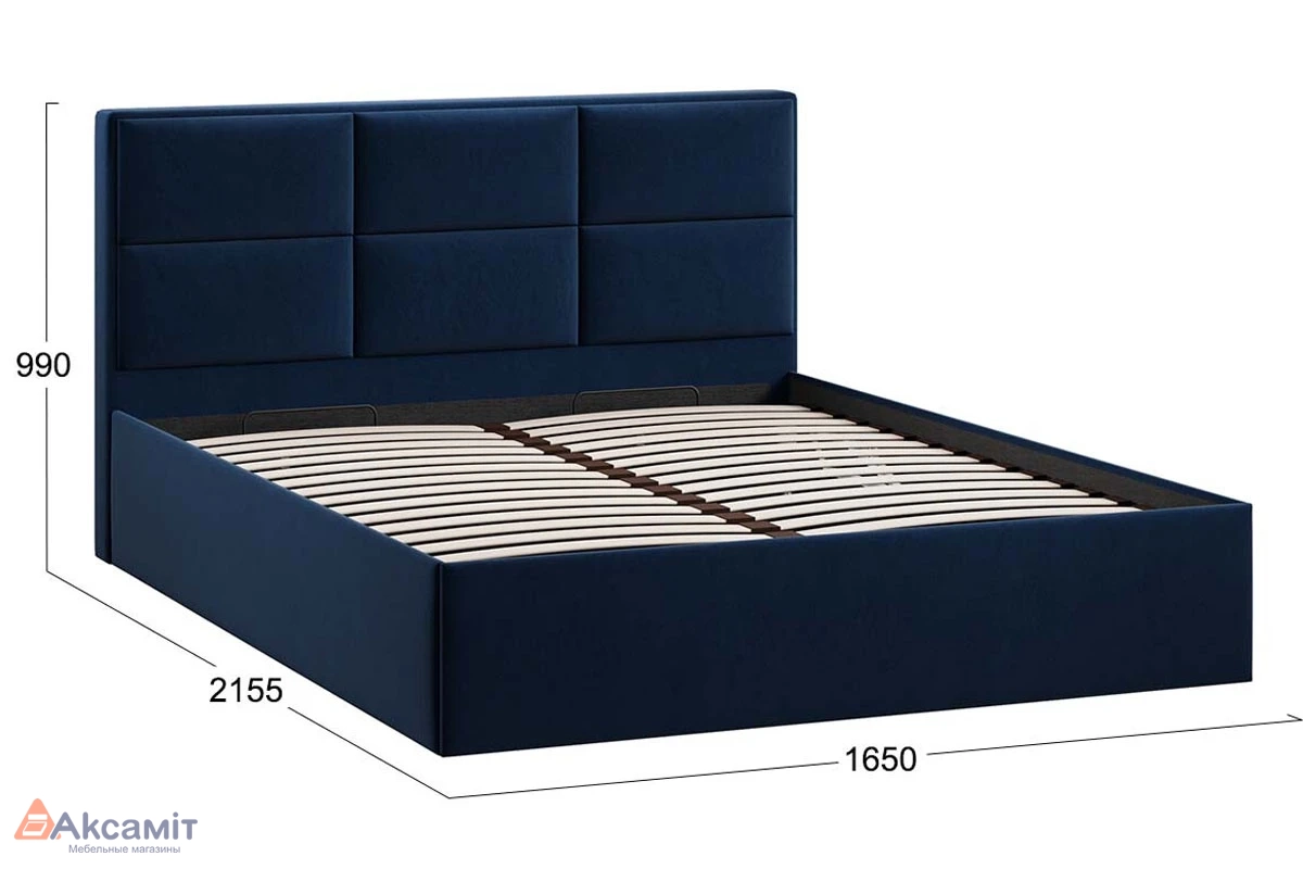 Кровать Стелла c ПМ 160х200 Тип 1 (Микровелюр/Wellmart Blue)