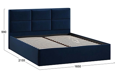 Кровать Стелла c ПМ 160х200 Тип 1 (Микровелюр/Wellmart Blue)