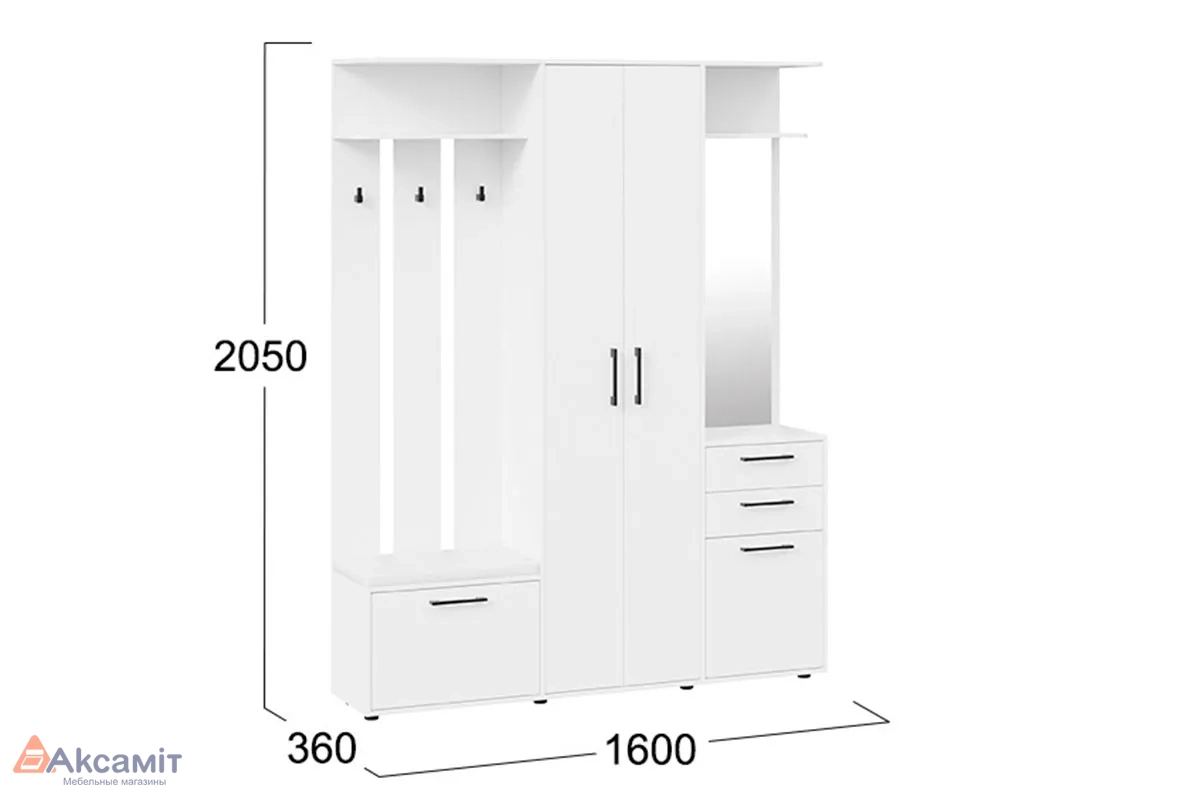 Набор мебели для прихожей Витра Тип 2 (Белый ясень)