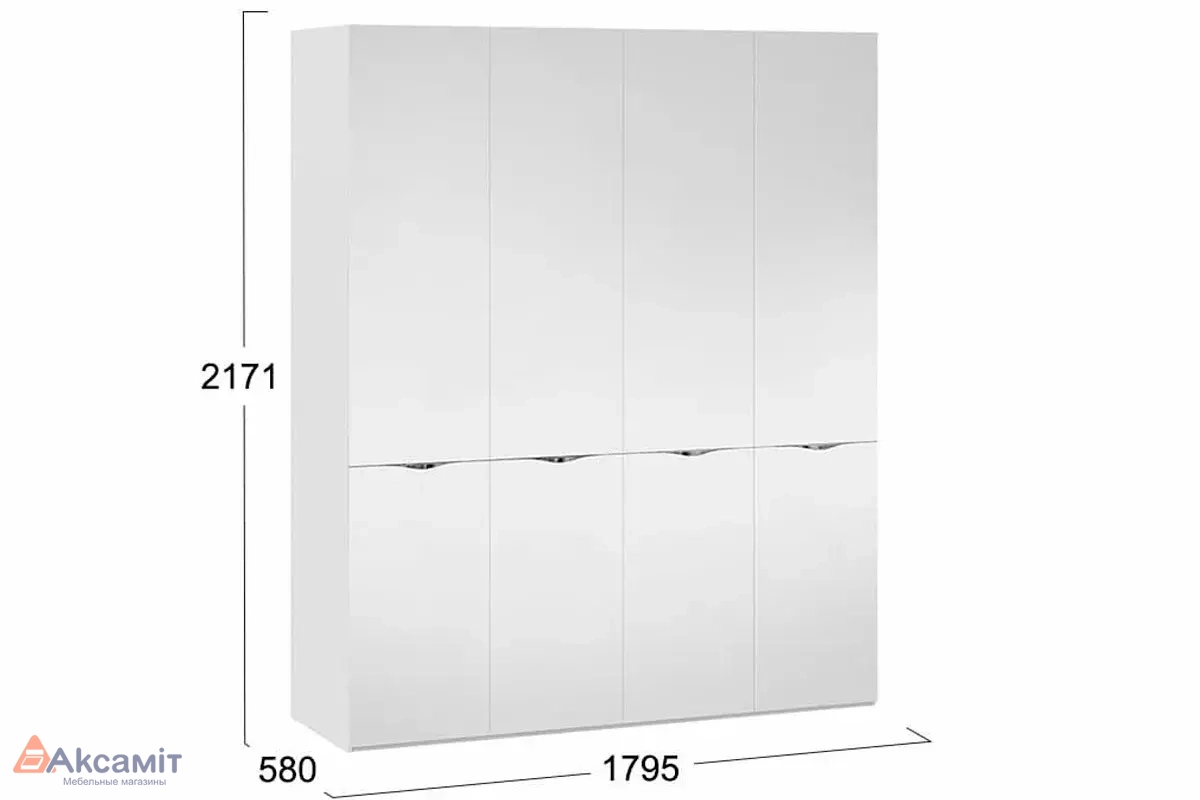 Шкаф комбинированный Глосс СМ-319.07.443 с 4 зеркальными дверями (Белый глянец)