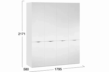 Шкаф комбинированный Глосс СМ-319.07.443 с 4 зеркальными дверями (Белый глянец)