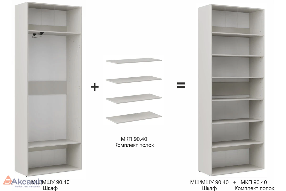 Корпус шкафа для гардеробной Мария МШ/МШУ 90.40 (Дымчато-серый)