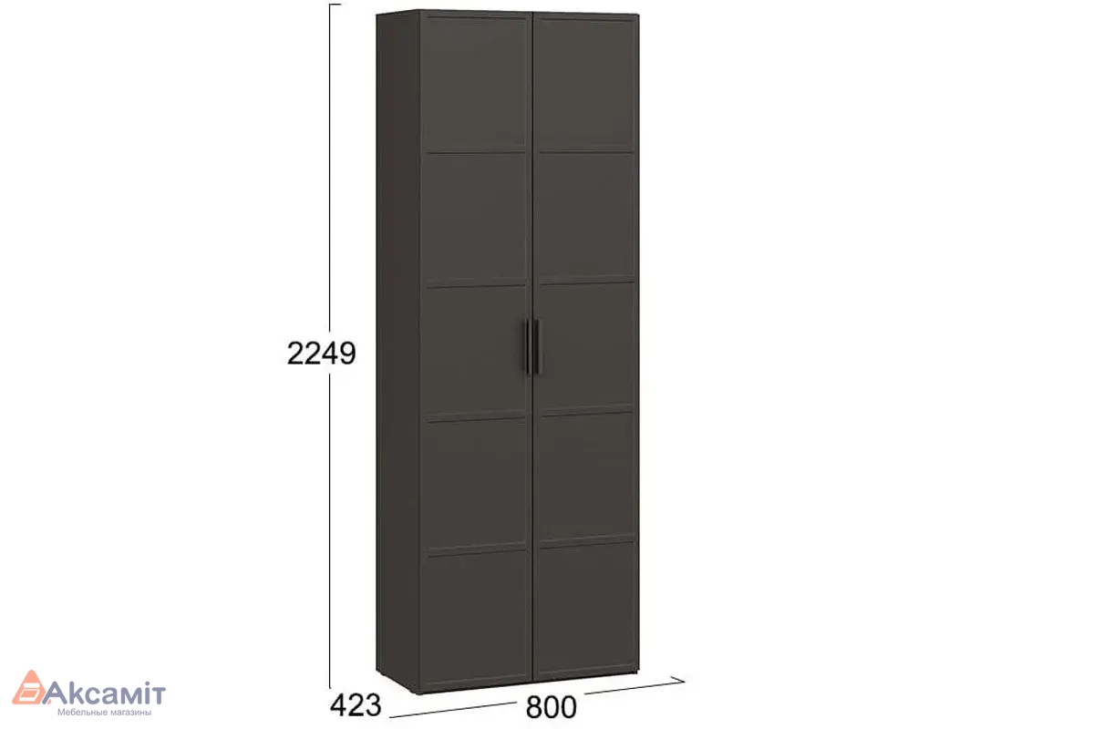 Шкаф для одежды Стелла Исп.2 (Серый Вулкан/Фон серый)