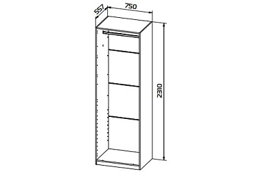 Корпус шкафа для гардеробной Квадро №2 (75х55.7) (Дуб вотан)