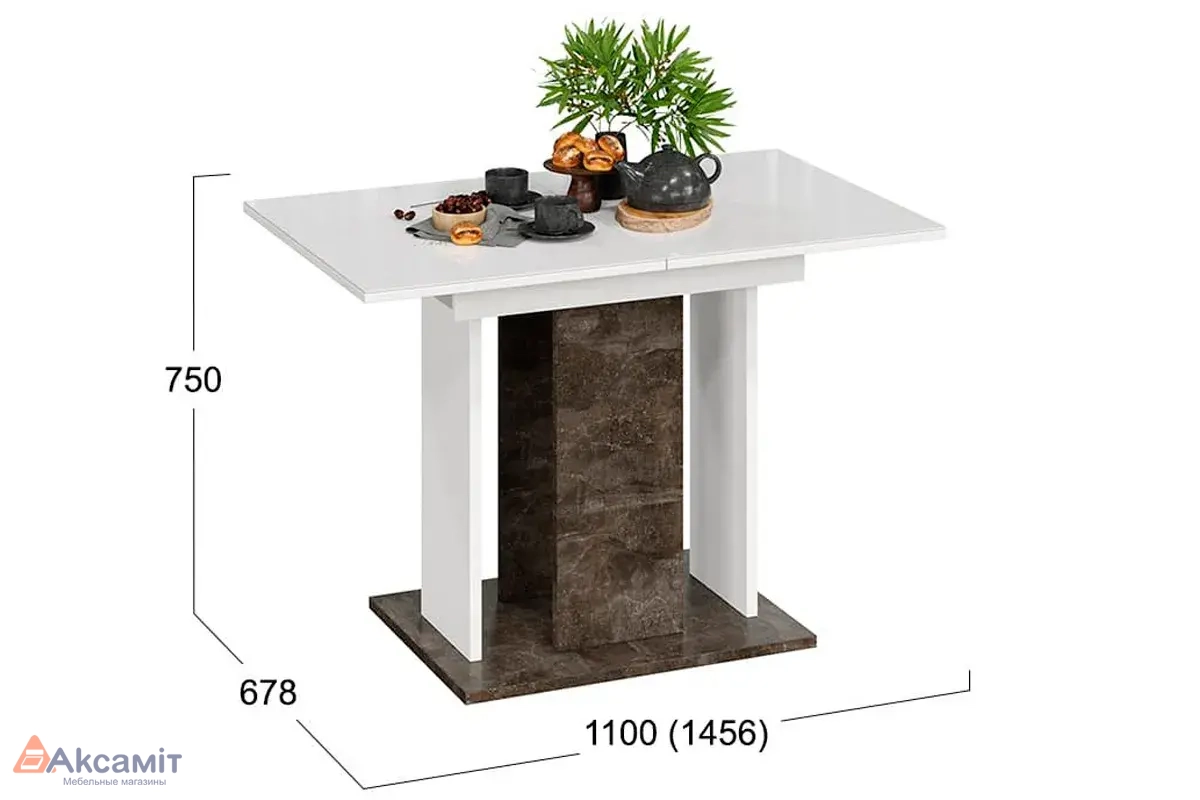 Стол раздвижной Кёльн Тип 1 (Ателье темный/Белый/Стекло белый глянец)