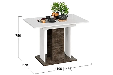Стол раздвижной Кёльн Тип 1 (Ателье темный/Белый/Стекло белый глянец)